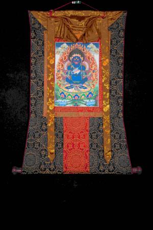 Original Hand Painted Sakya Mahakala With Brocade | Traditional Thangka Painting